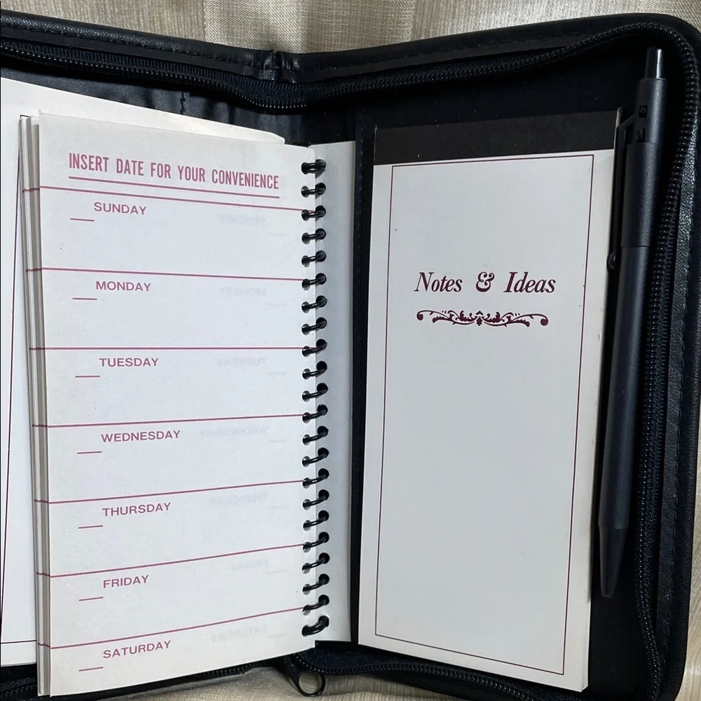 Leather Look Black Home Office Planner with 18-Month Calendar & Wax Seal Kit
